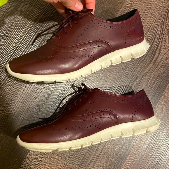 ✅SOLD✅♉️Cole Haan wingtip Zero Grand Oxfords in burgundy ox blood dark red 7.5 - Picture 4 of 11
